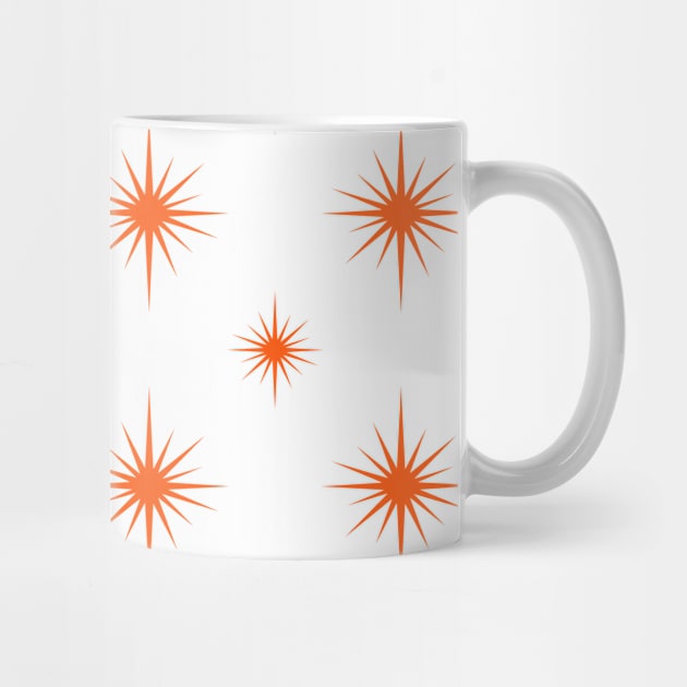 Orange Atomic Starburst Mid Century Modern Pattern by OrchardBerry